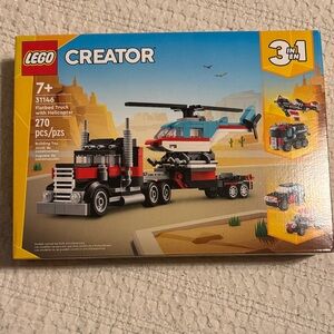 LEGO Creator Flatbed Truck and Helicopter Set - Red, Blue, Black